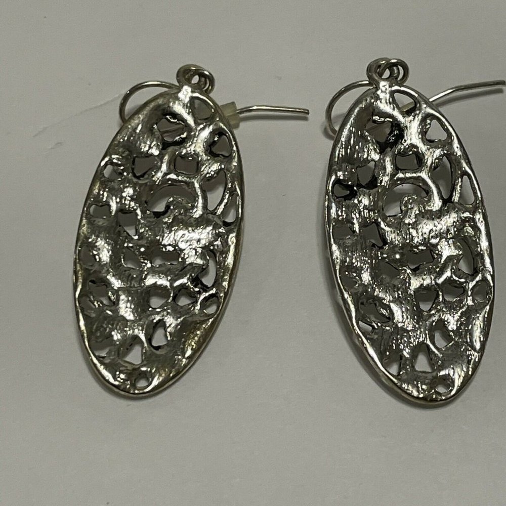Silver Tone Openwork Scroll Dangle Hook Earrings … - image 7
